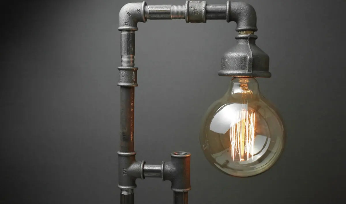 Retro lamp made of metal water pipes