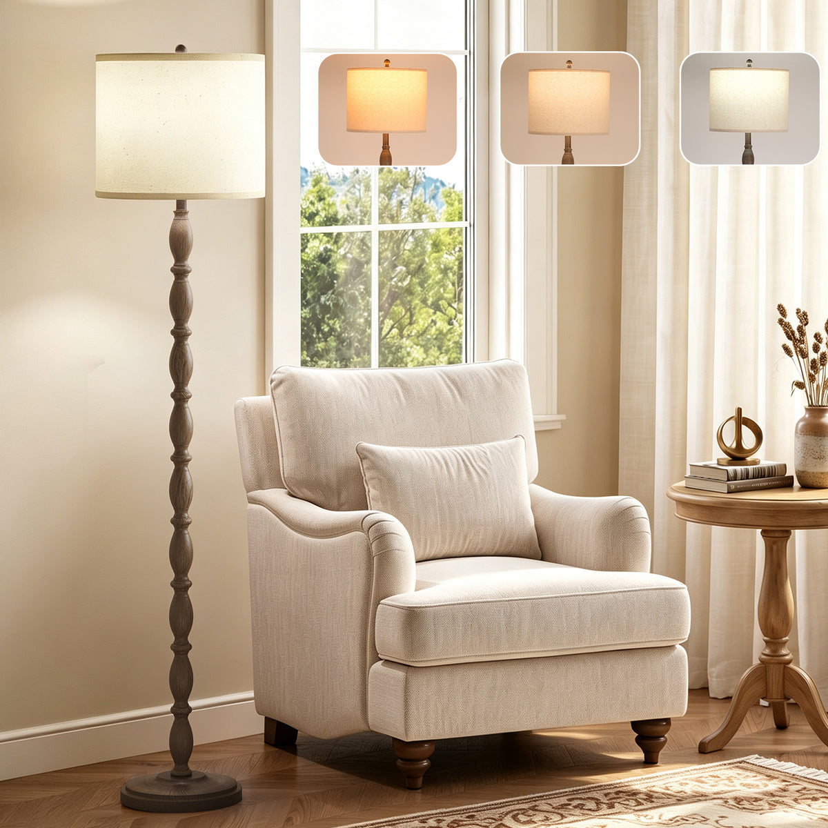SUNMORY 62" Farmhouse Floor Lamps for Living Room