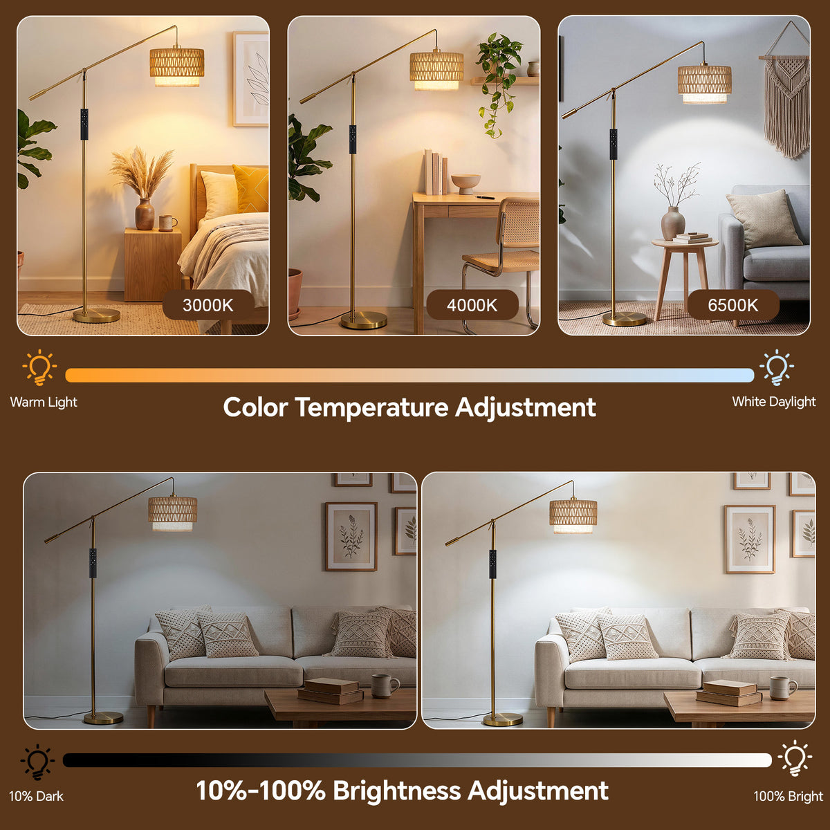 SUNMORY Boho Floor Lamp with Remote Control