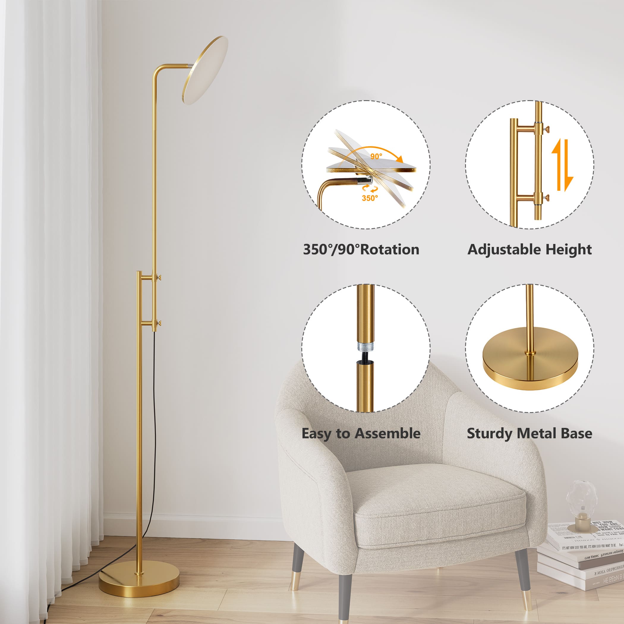 350 and 90 rotation floor lamp with remote control