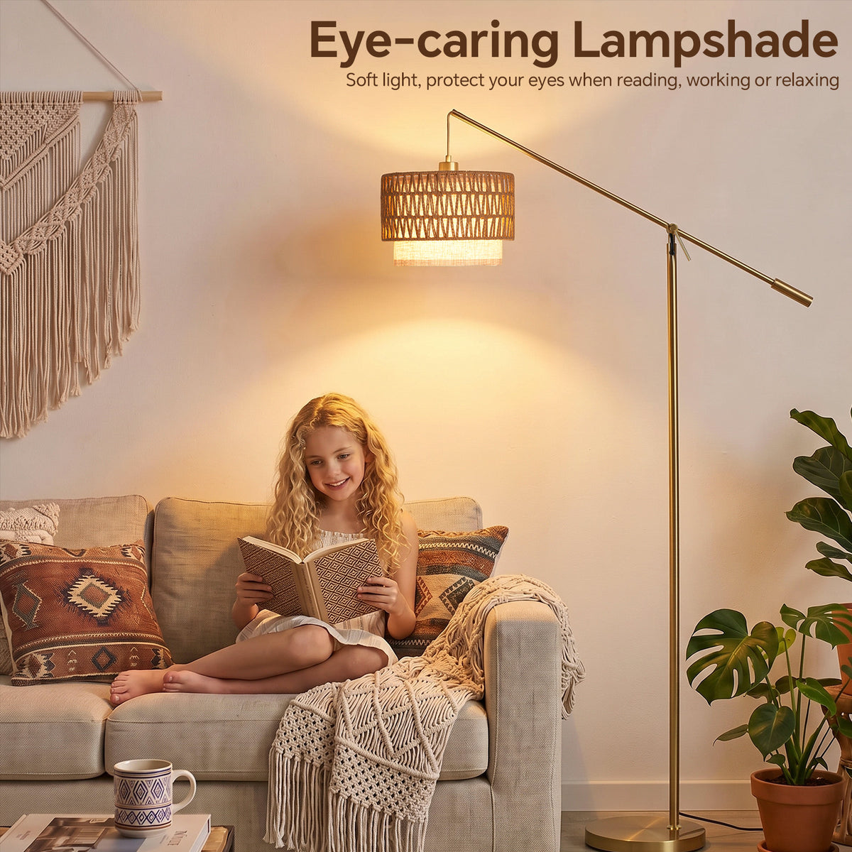 SUNMORY Boho Floor Lamp with Remote Control