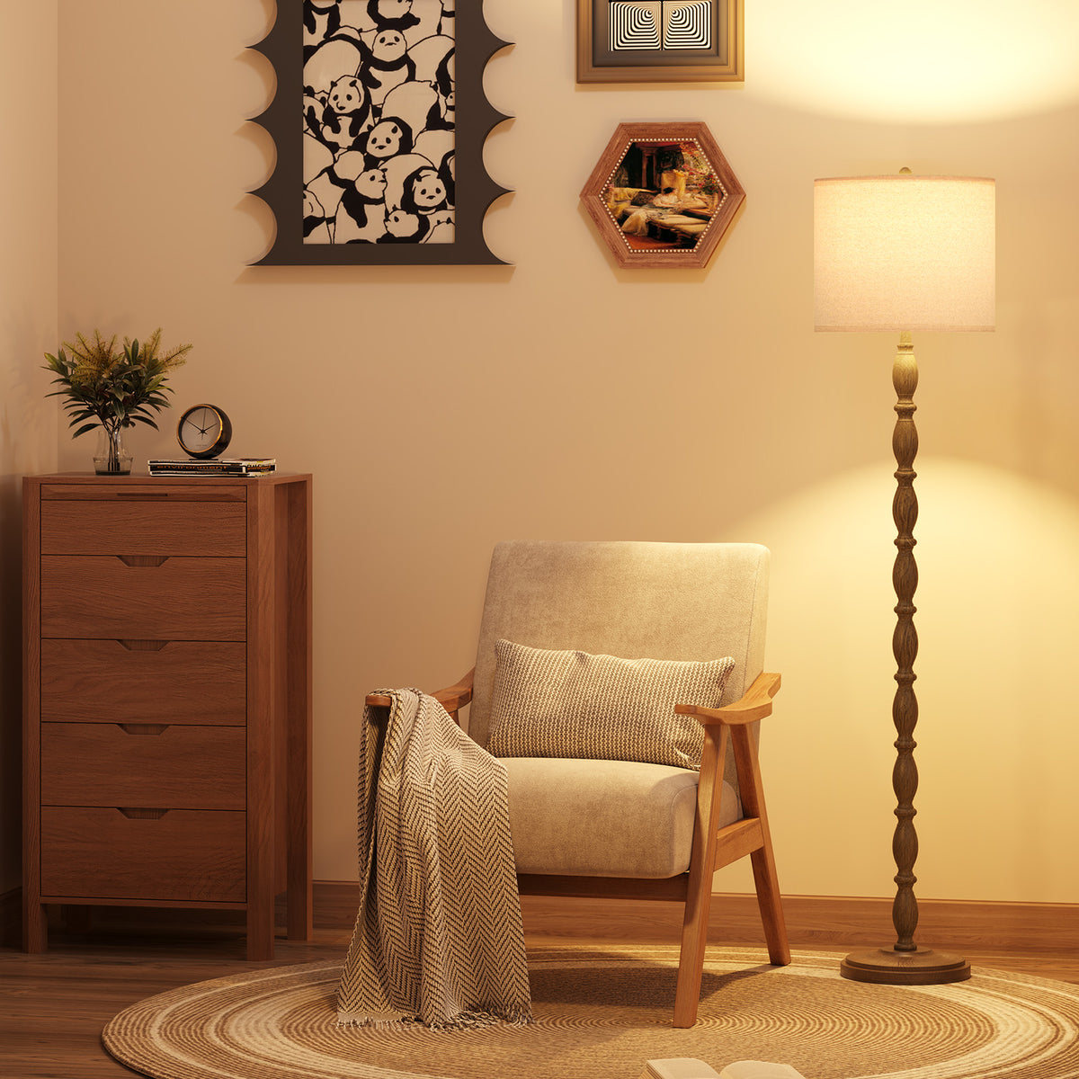 SUNMORY 62" Farmhouse Floor Lamps for Living Room