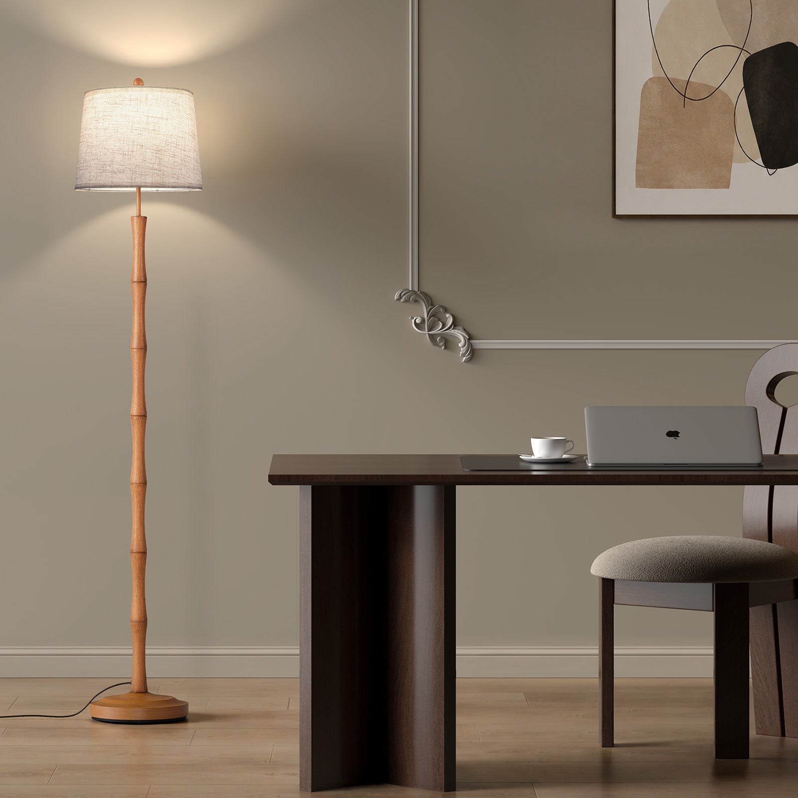 SUNMORY 63" Tall Boho Real Wood Floor Lamps
