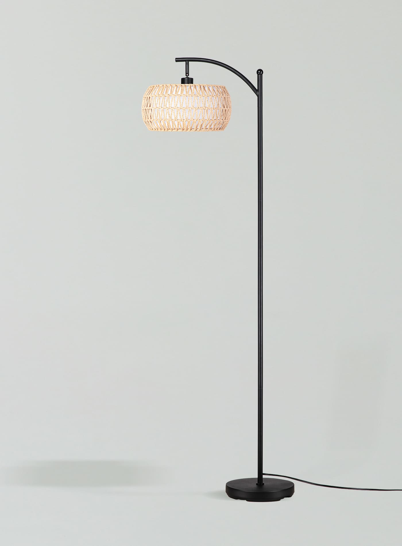 Oval Rattan Arc Standing Lamp
