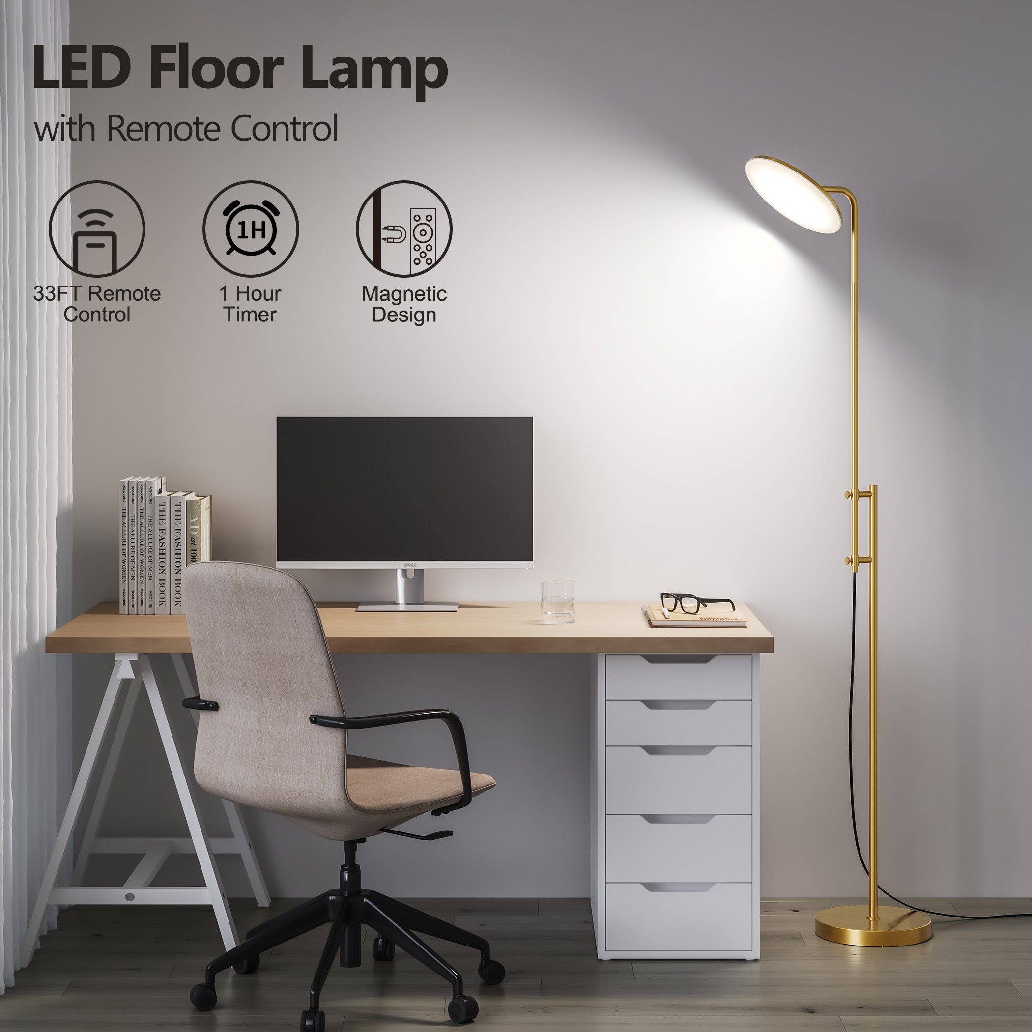 SUNMORY 32W Dimmable LED Floor Lamp with Remote