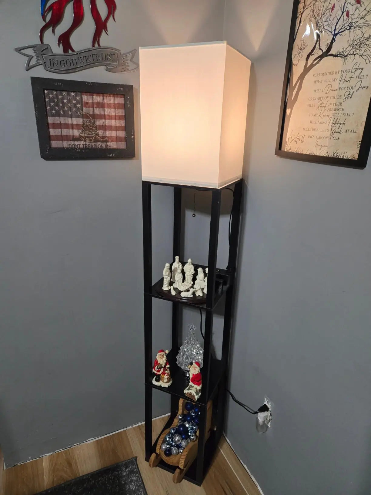 A colorful LED RGB floor lamp illuminating a bedroom with a warm, inviting glow, showcasing its ability to transform the mood and aesthetics of a personal space.