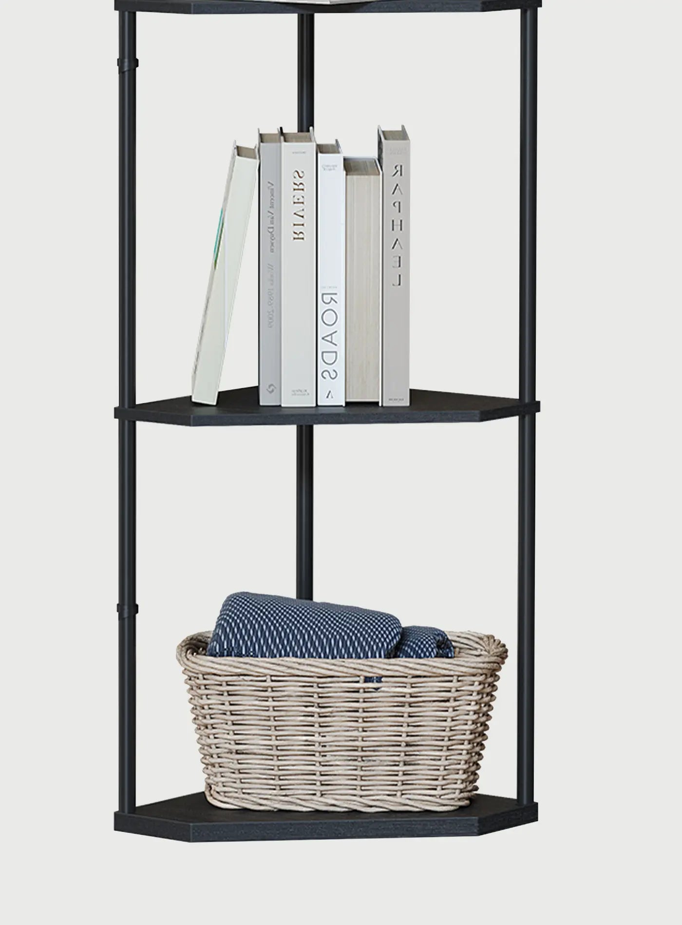 SUNMORY Sector Corner Shelf Lamp with Linen Shade