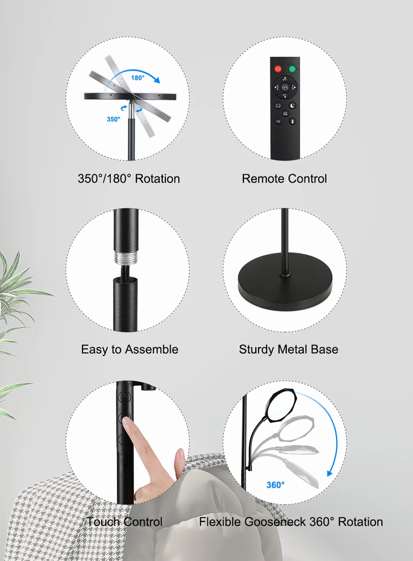 SUNMORY 4200LM Super Bright LED Torchiere Floor Lamp with Remote