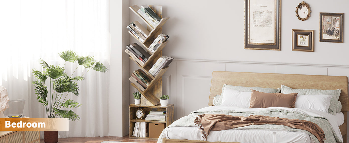Embrace Sustainable Elegance with the SUNMORY 6-Tier Tree-Style Bookshelf