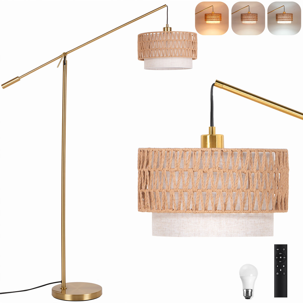 SUNMORY Boho Floor Lamp with Remote Control