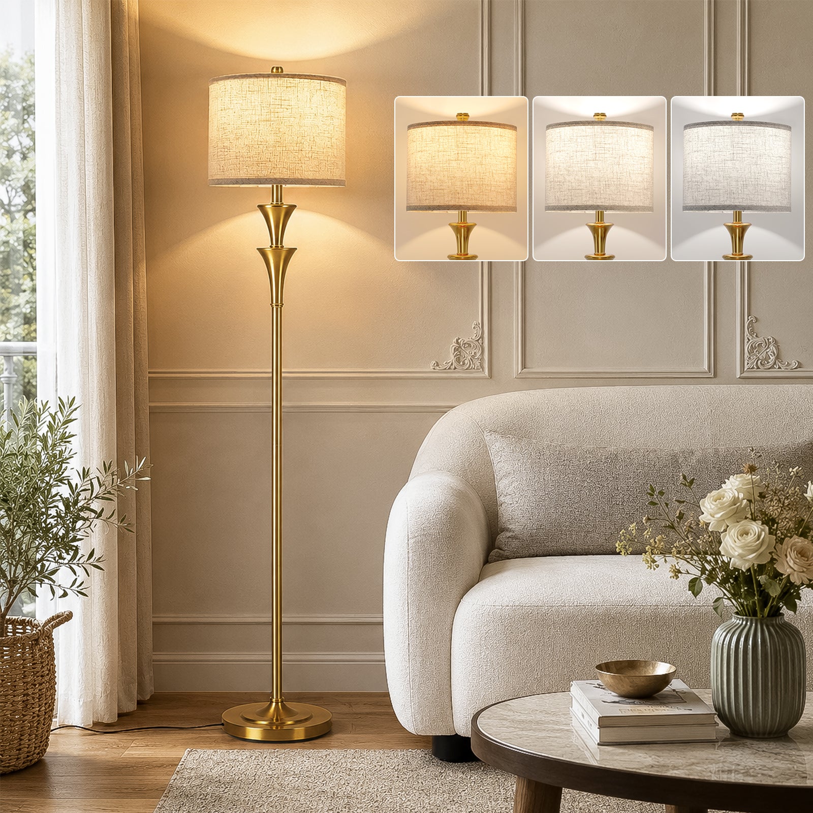 SUNMORY 63" Floor Lamps for Living Room，Tall Standing Lamp with LED Bulb