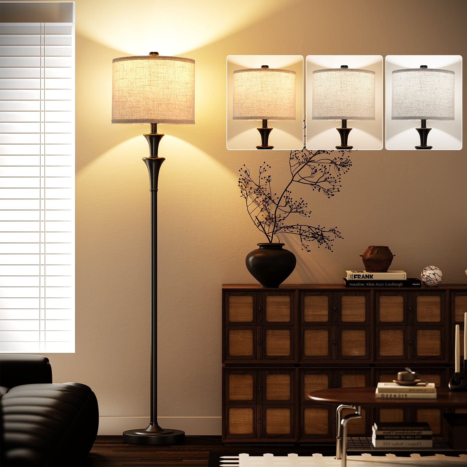 SUNMORY 63" Floor Lamps for Living Room，Tall Standing Lamp with LED Bulb