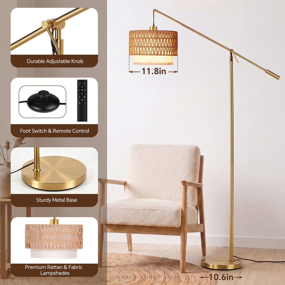 SUNMORY Boho Floor Lamp with Remote Control