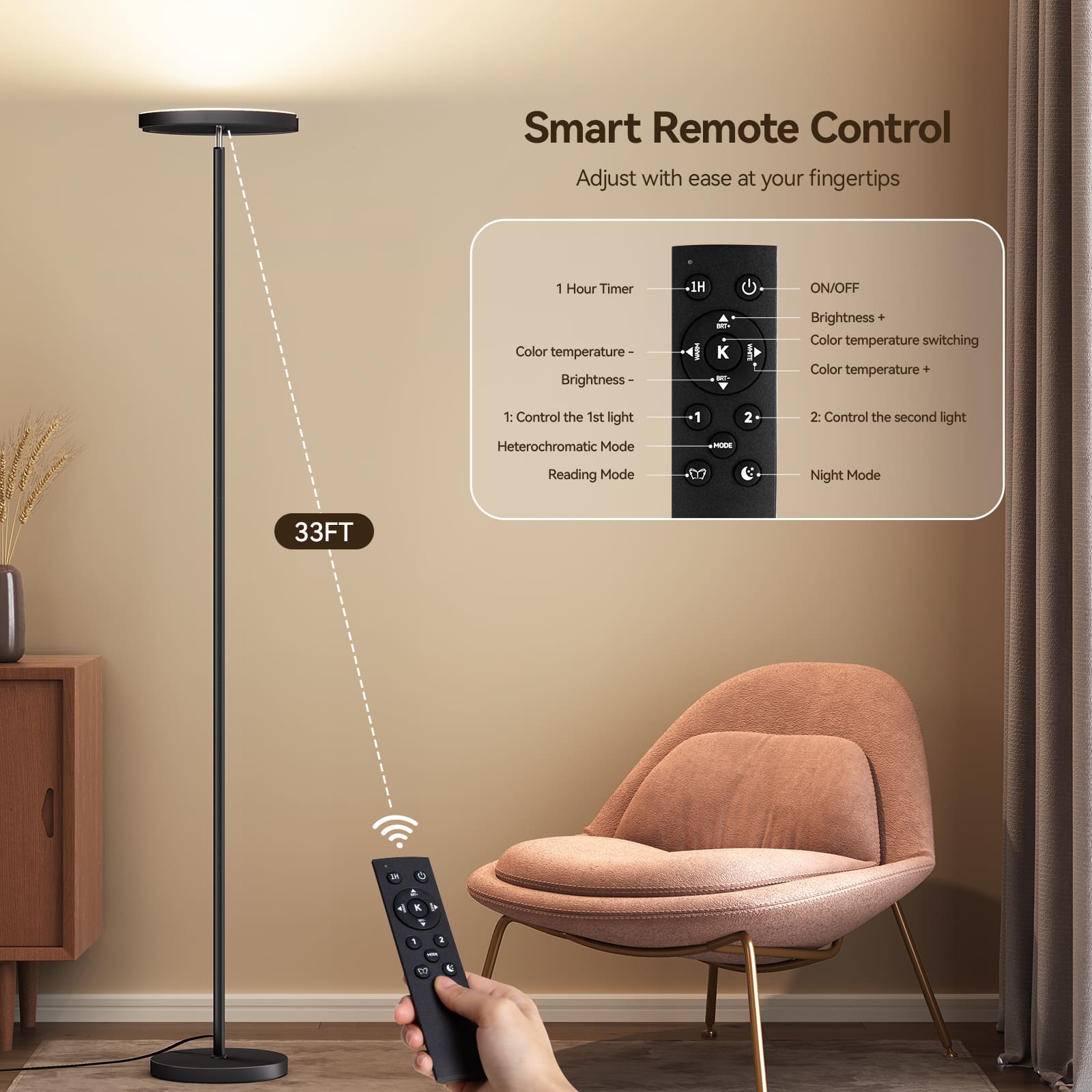 Dual-Moon Dimmable LED Floor Lamp