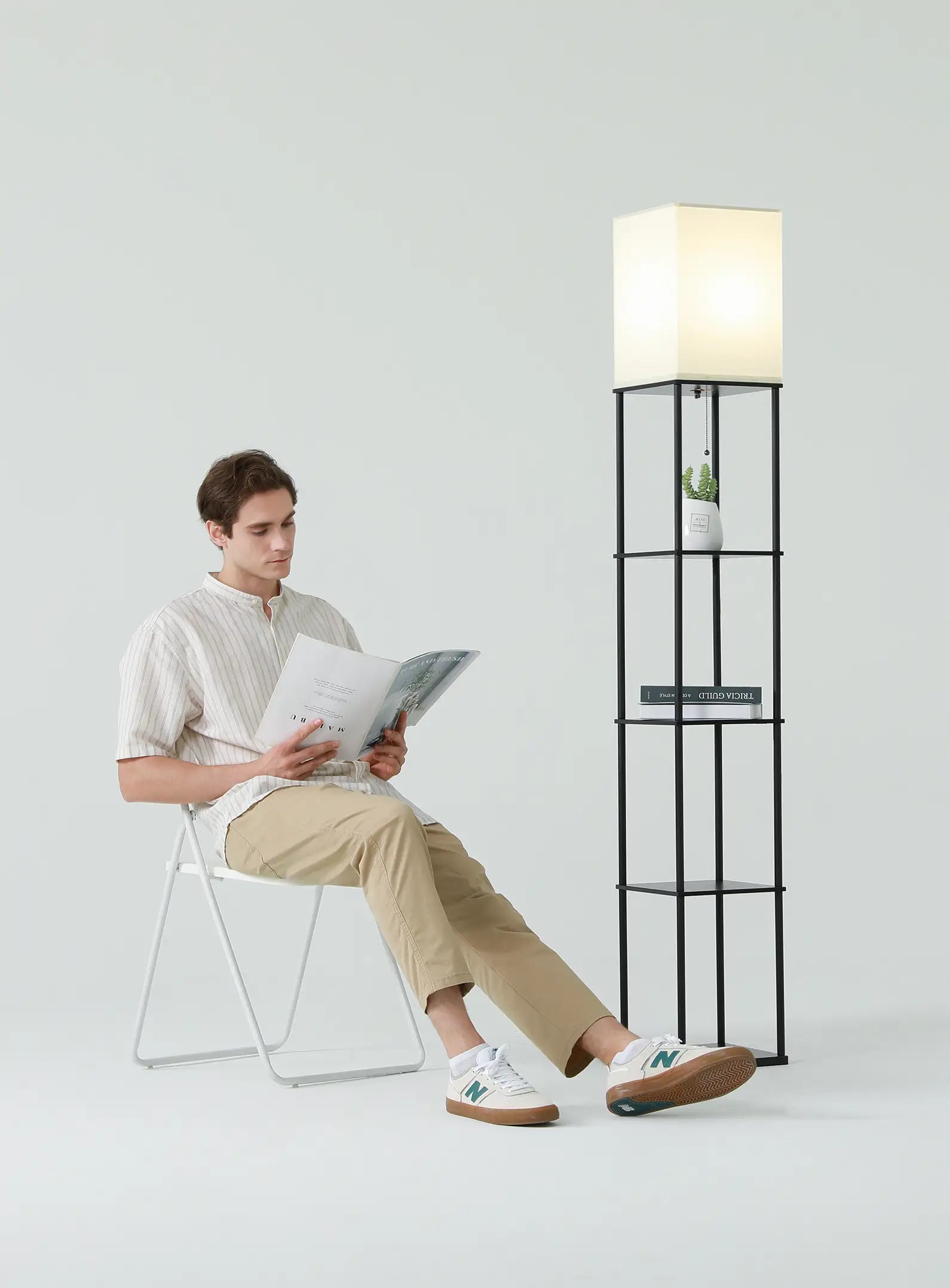 5 Tier Shelf Floor Lamp with 3 Color Temperature Bulb