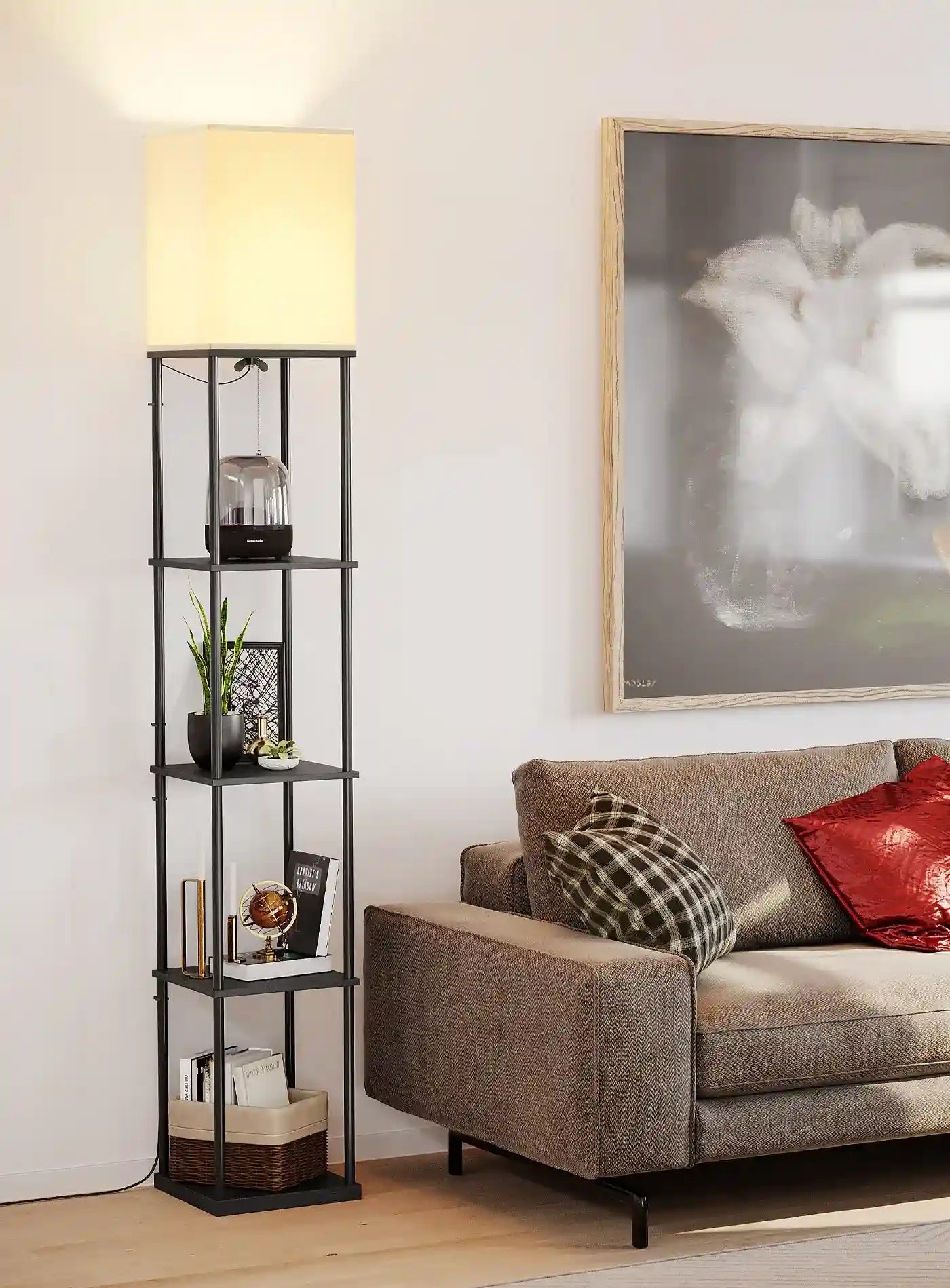 5 Tier Shelf Floor Lamp with 3 Color Temperature Bulb
