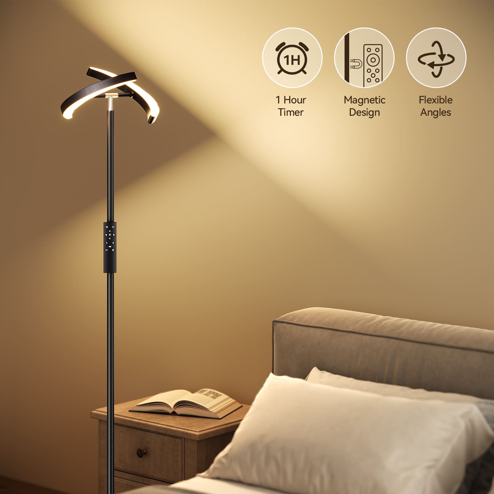 Dual-Moon Dimmable LED Floor Lamp