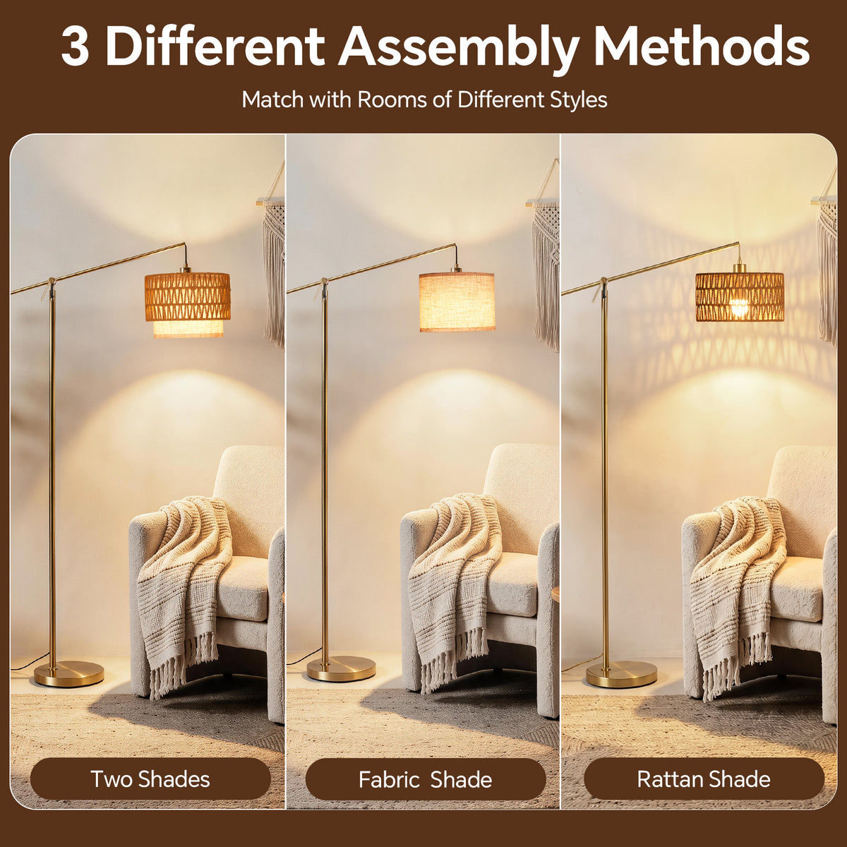 SUNMORY Boho Floor Lamp with Remote Control