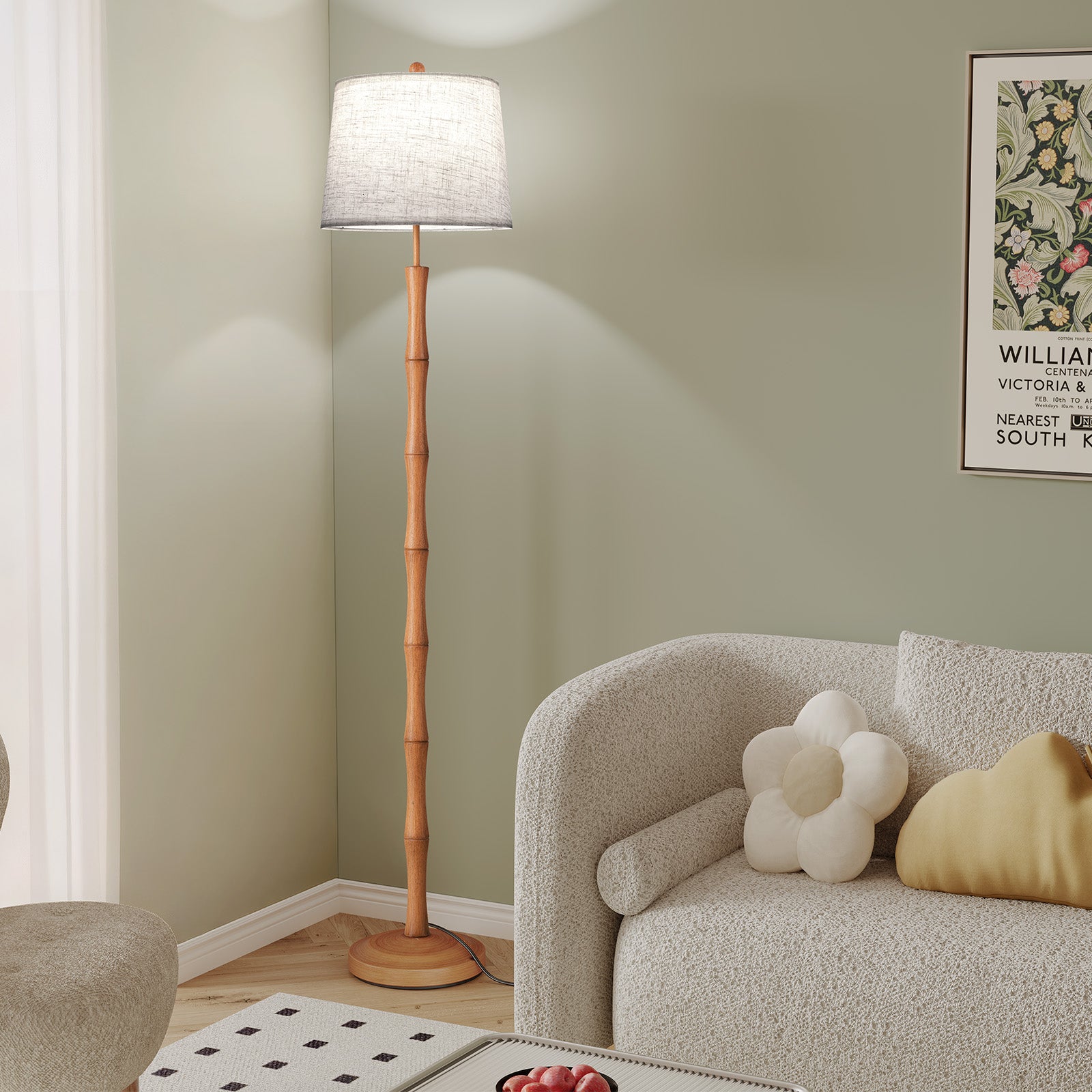 SUNMORY 63" Tall Boho Real Wood Floor Lamps