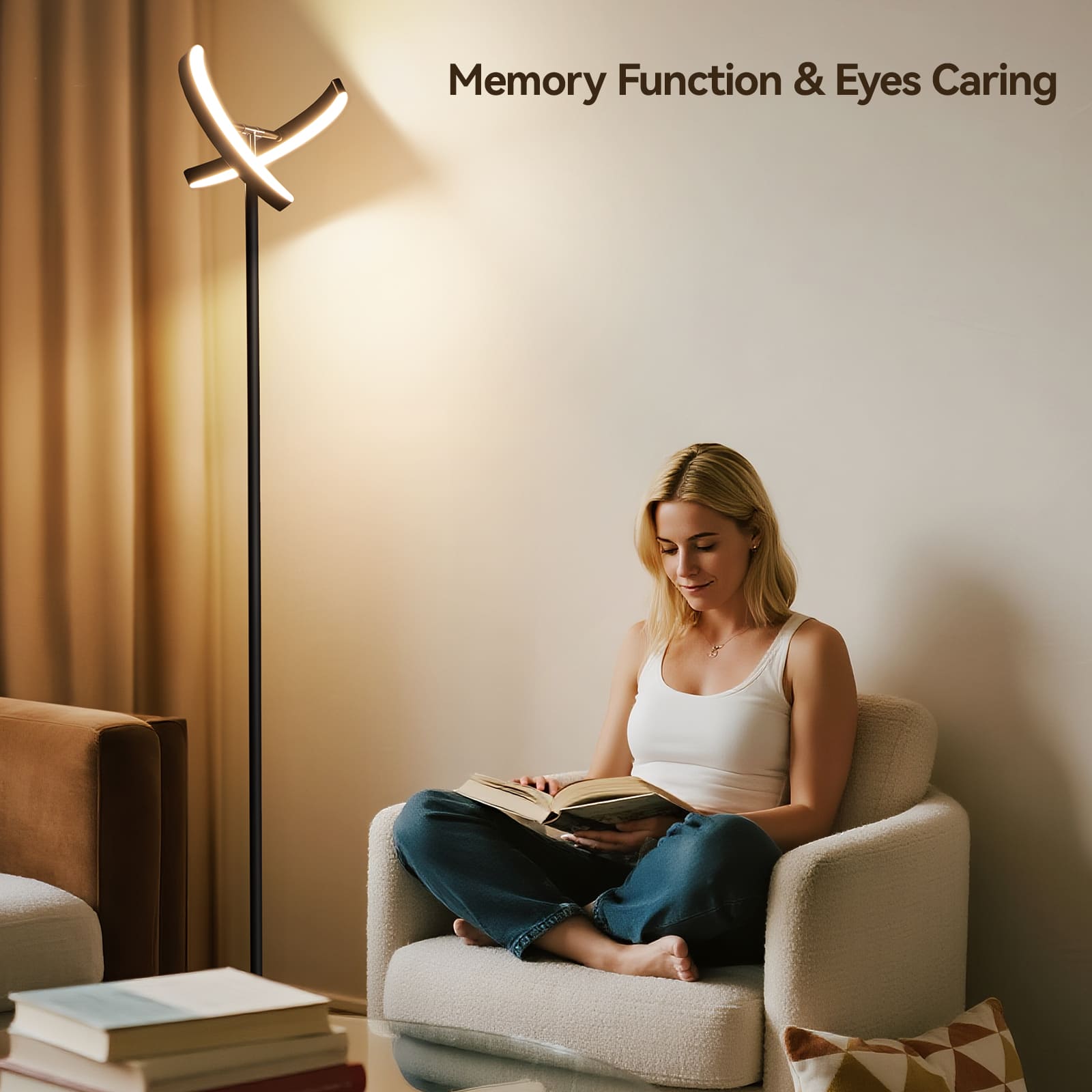 Dual-Moon Dimmable LED Floor Lamp