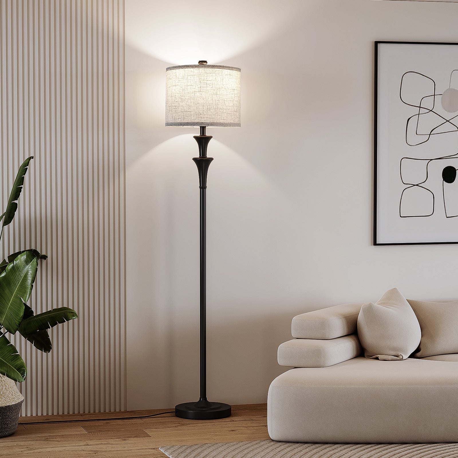 SUNMORY 63" Floor Lamps for Living Room，Tall Standing Lamp with LED Bulb