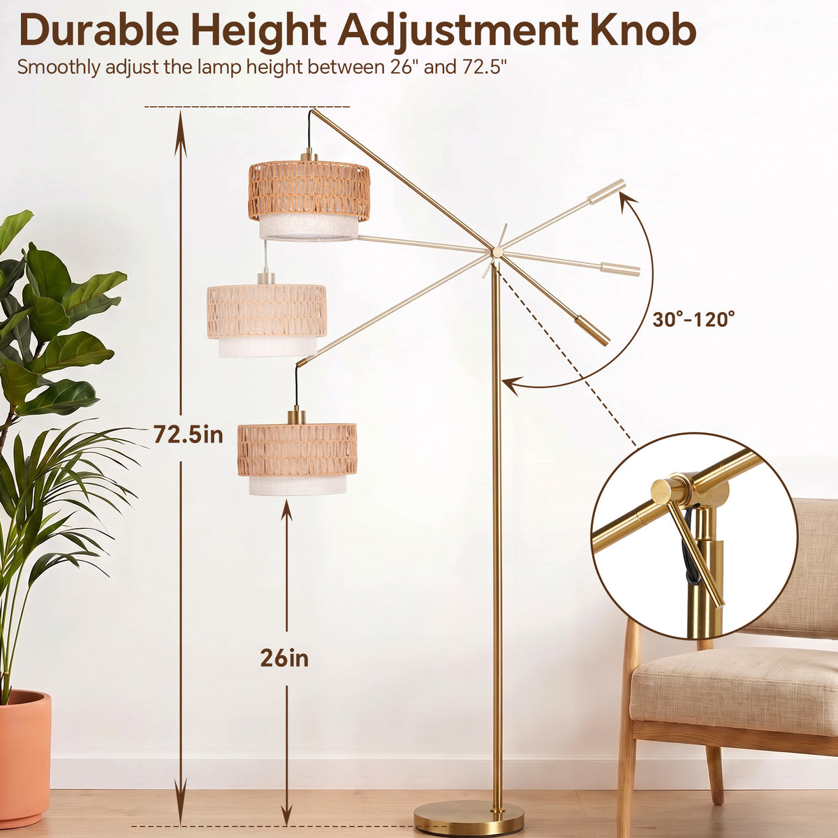 SUNMORY Boho Floor Lamp with Remote Control