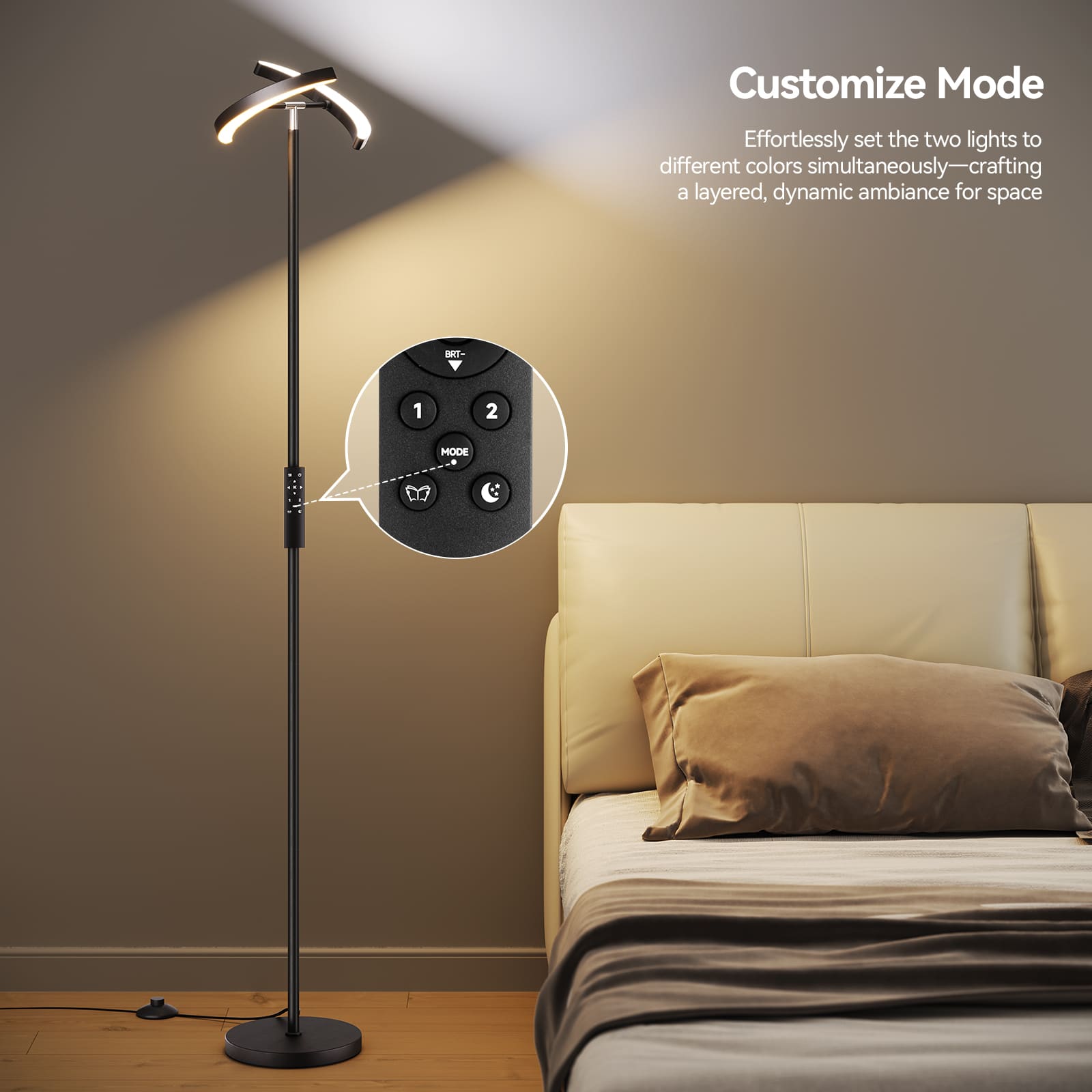 Dual-Moon Dimmable LED Floor Lamp