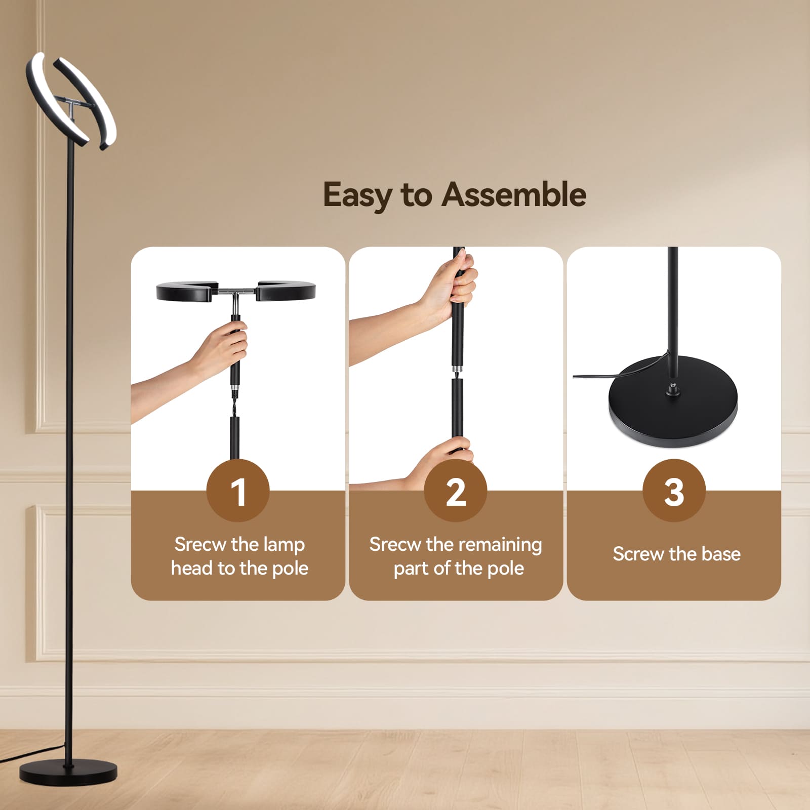 Dual-Moon Dimmable LED Floor Lamp