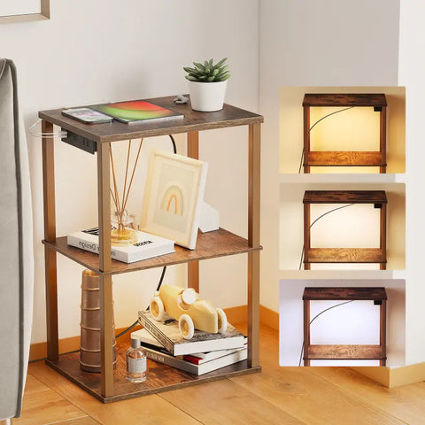 Dimmable LED End Table with Charging Station