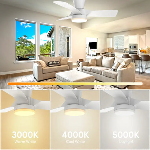 SUNMORY 30 inch Dimmable Ceiling Fan with Light and Remote