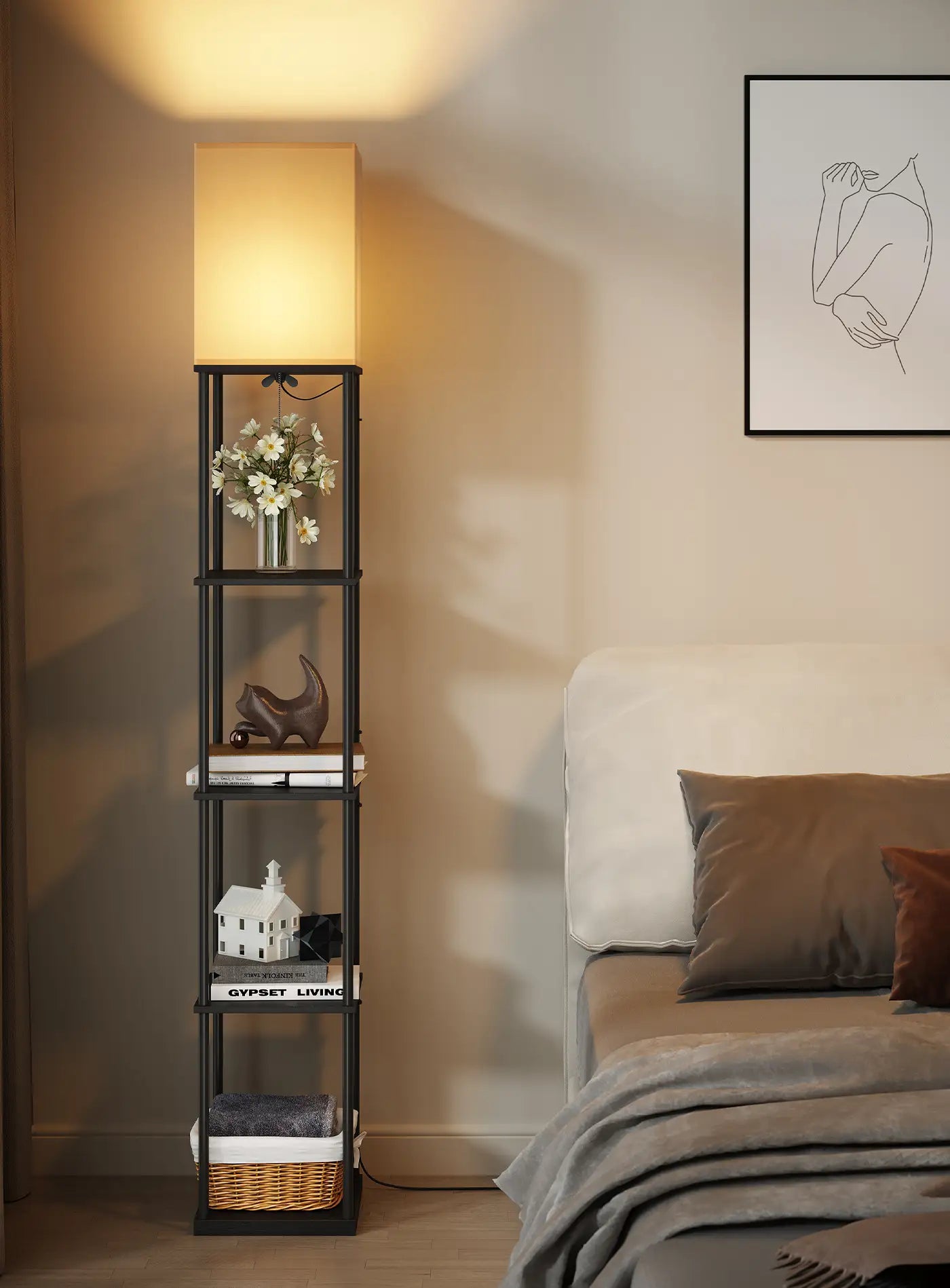5 Tier Shelf Floor Lamp with 3 Color Temperature Bulb